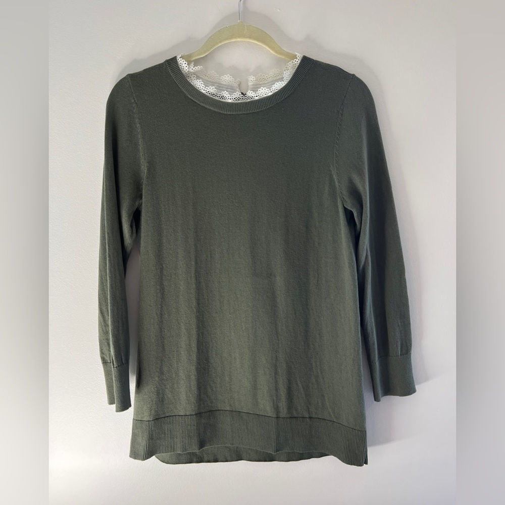 LOFT Outlet Lace Trim 3/4 Sweater